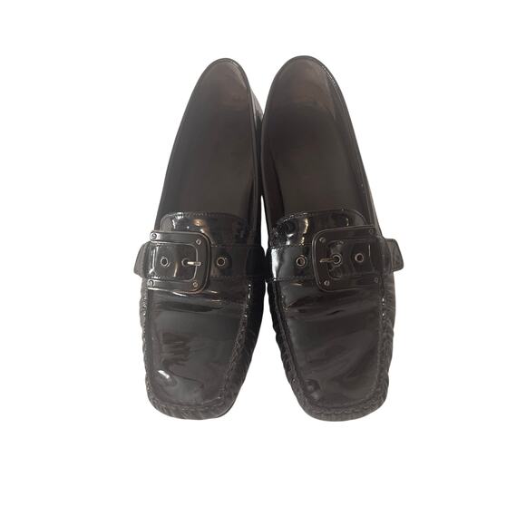 Stuart Weitzman Patent Leather Black Buckle Loafer Women's Size 8.5M - Picture 2 of 8